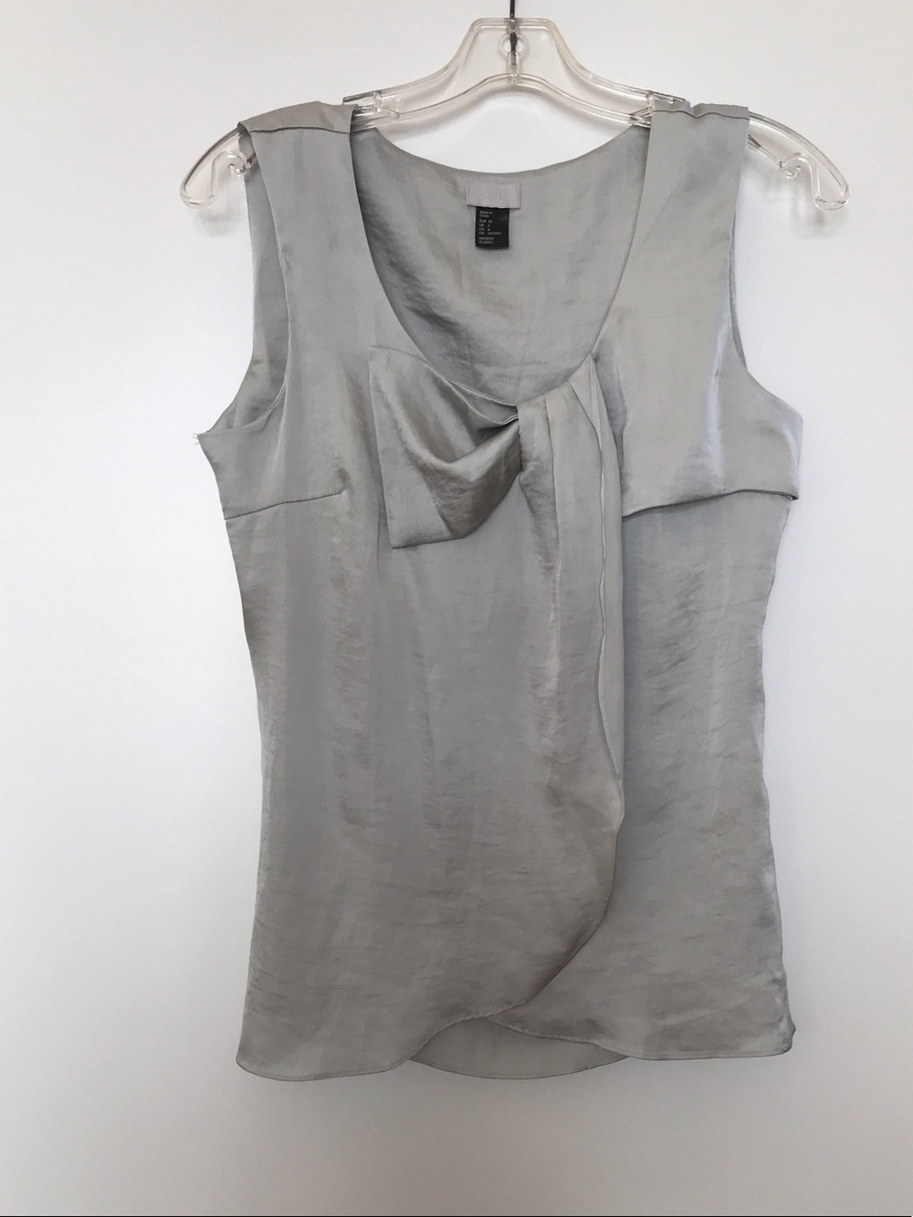 H&M Light Gray Satin Bow-Front Sleeveless Camisole